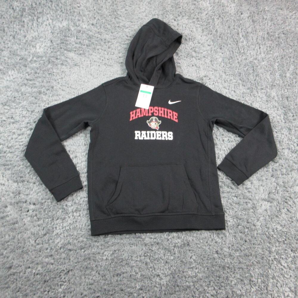 Nike Hoodie Kids XL Black Pullover Fleece Hooded Crewneck Hampshire Raiders NWT